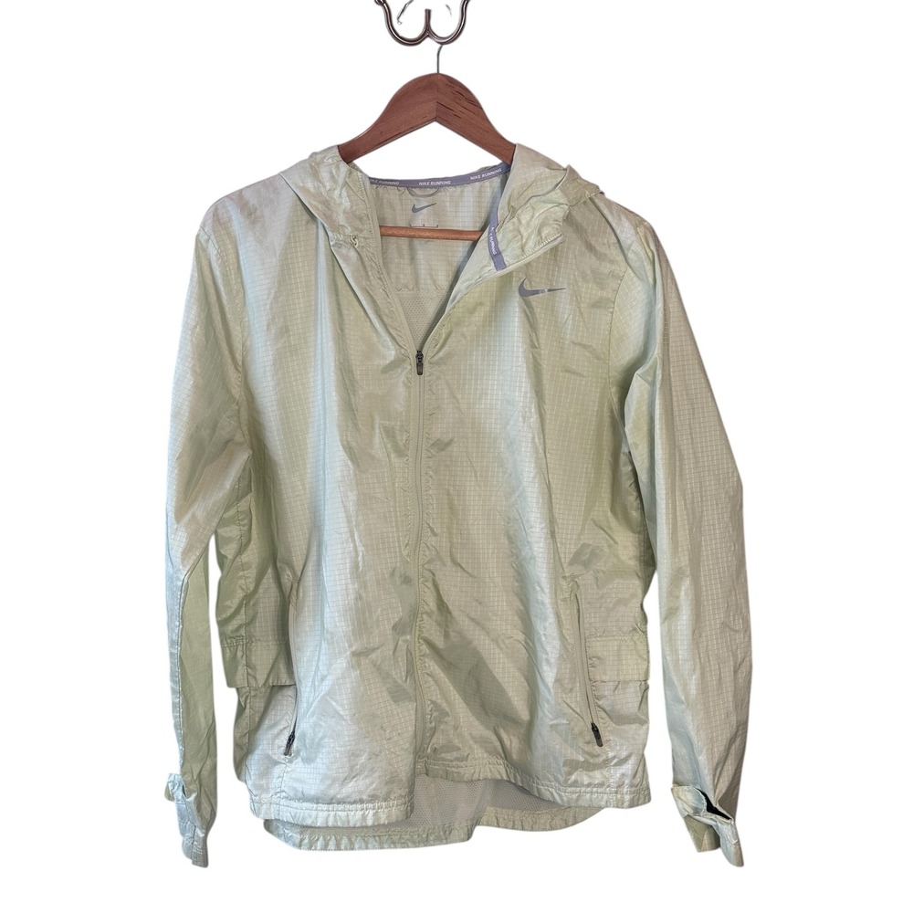 Nike Running Lightweight Hooded Jacket Women's Mint‎ Green Large Zip Up Athletic